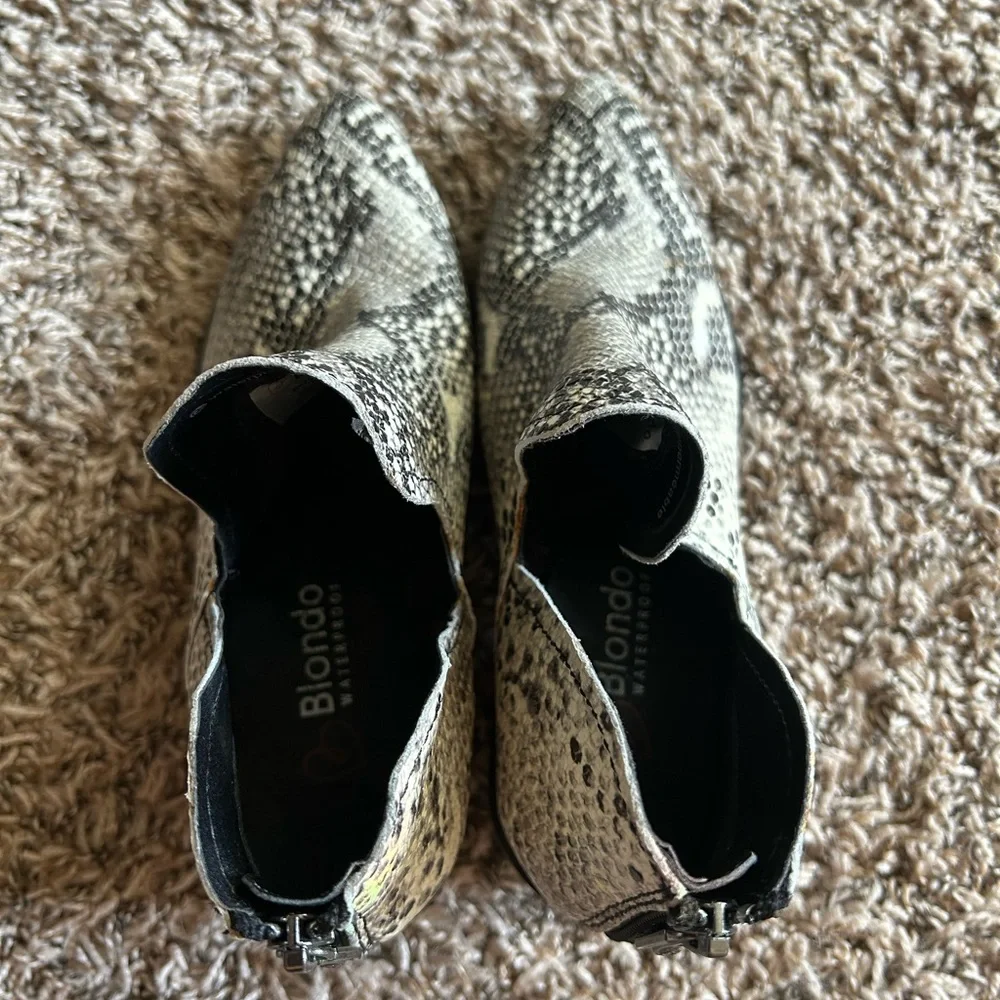 Blondo Eliza Waterproof Snakeskin Ankle Boots
